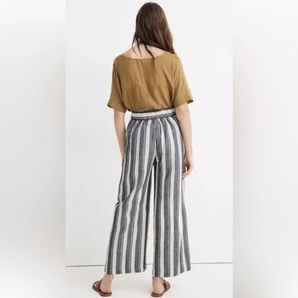 Madewell Huston Linen Wide Leg Pull On Crop Pants 45123 - Picture 2 of 14